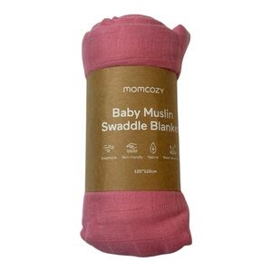 Momcozy Baby Muslin Swaddle Blanket Pink 120 cm Breathable Skin Friendly Natural